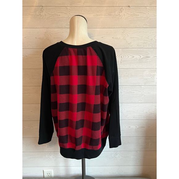 Torrid red/black buffalo plaid sweatshirt women's size 2(2X) - Picture 3 of 7